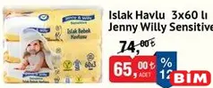JENNY & WİLLY SENSİTİVE ISLAK HAVLU 3X60'LI